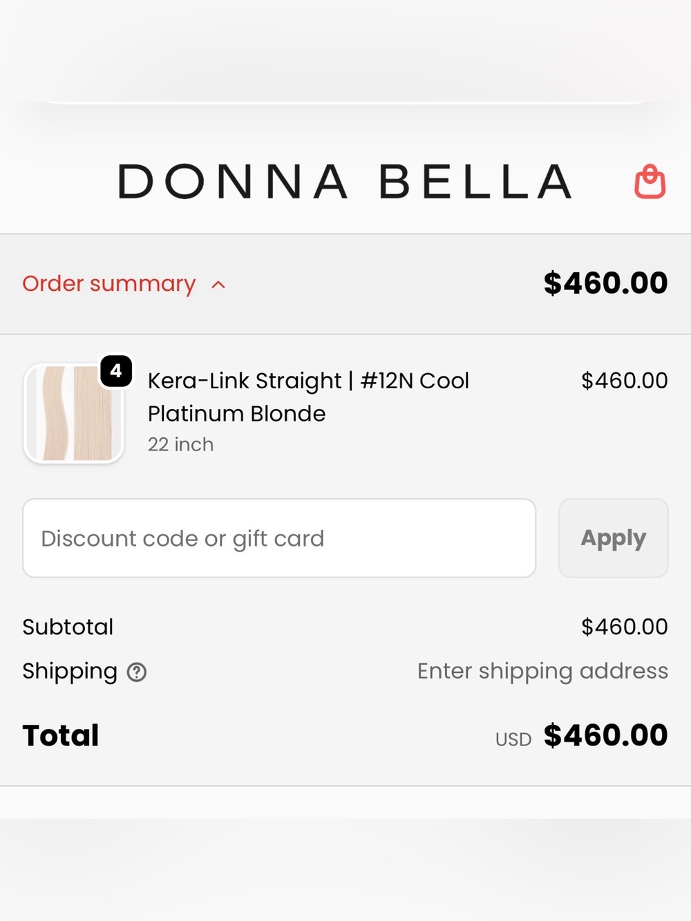 Donna Bella Kera-Link Straight #12N Cool Platinum Blonde - 22"